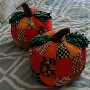 Large Stuffed Patchwork Pumpkins Fall Decor